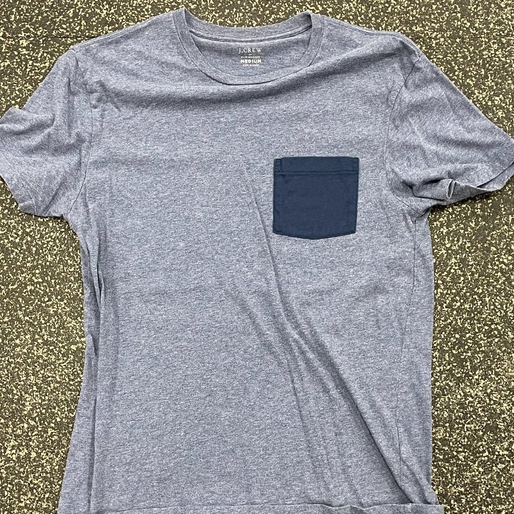 J. Crew Blue Contrast Pocket T-Shirt